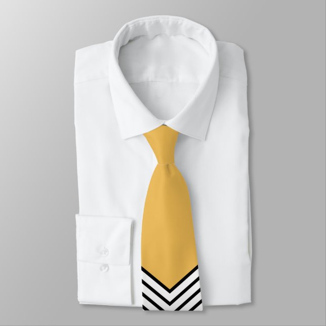 Black and white chevron design and yellow triangle neck tie (Tied)
