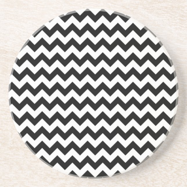 Black and White Chevron Drink Coaster (Front)