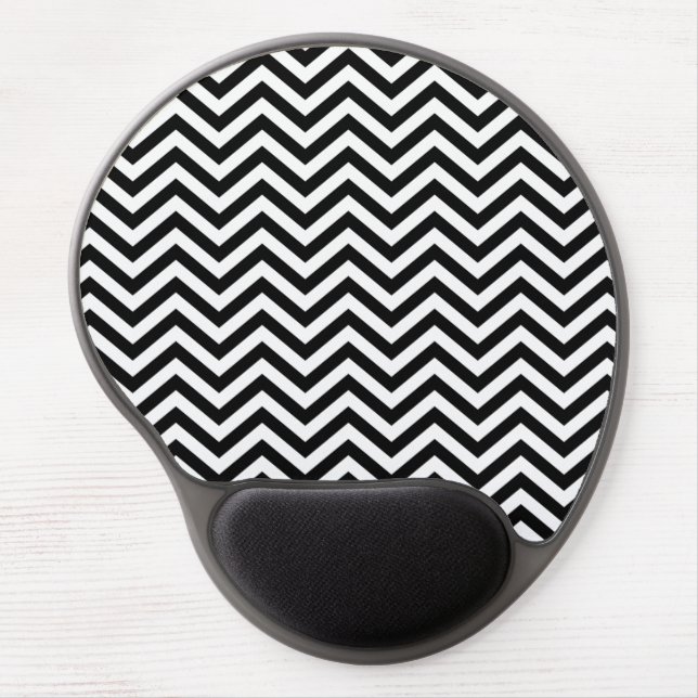 Black and White Chevron Gel Mousepad (Front)