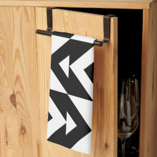 Black and White Chevron Geometric Kitchen Towel