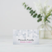 Black and White Chevron Hexagonal Pattern Chic Business Card (Standing Front)