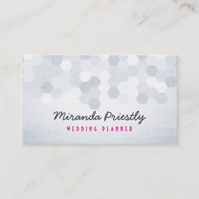 Black and White Chevron Hexagonal Pattern Chic Business Card (Front)