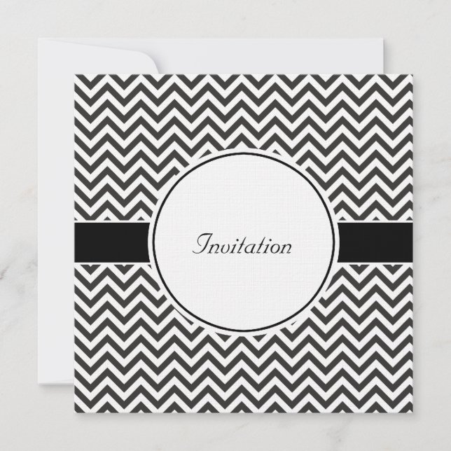 Black and White Chevron Invitation (Front)