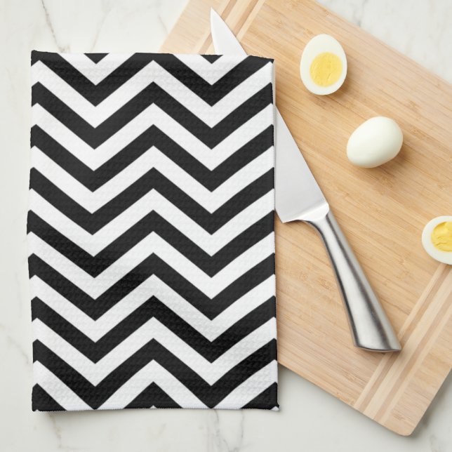 Black and White Chevron Kitchen Towel (Quarter Fold)
