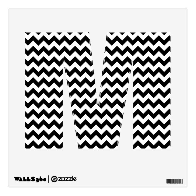 Black and White Chevron Letter M Wall Decal (Front)