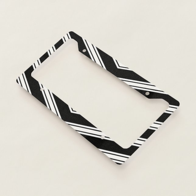 Black And White Chevron License Plate Frame (3/4)