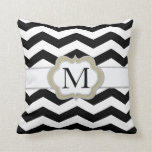 Black and White Chevron Monogram Pillow