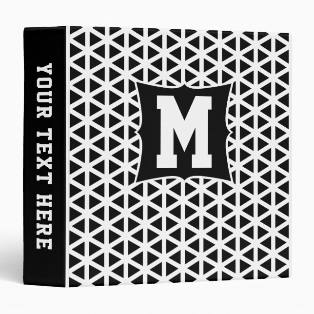 Black and White Chevron Pattern  3 Ring Binder (Front/Spine)