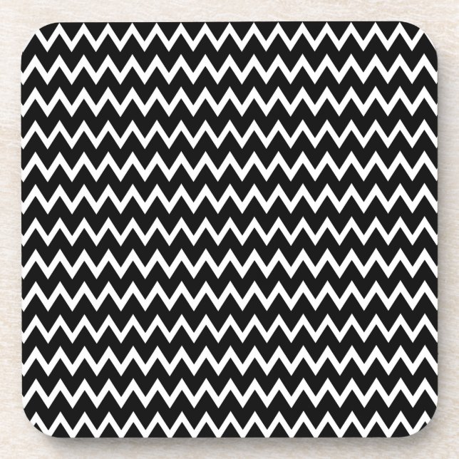  Black And White Chevron Pattern  Beverage Coaster (Front)