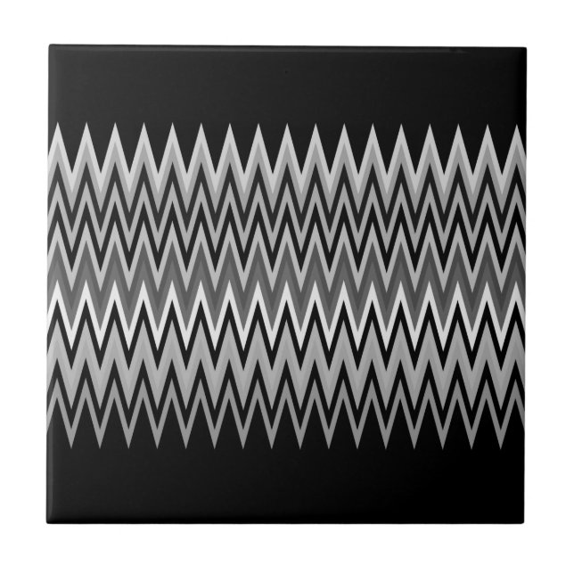 Black and White Chevron Pattern Ceramic Tile (Front)