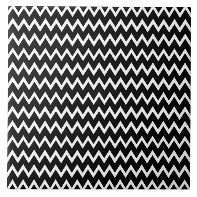  Black And White Chevron Pattern  Ceramic Tile (Front)