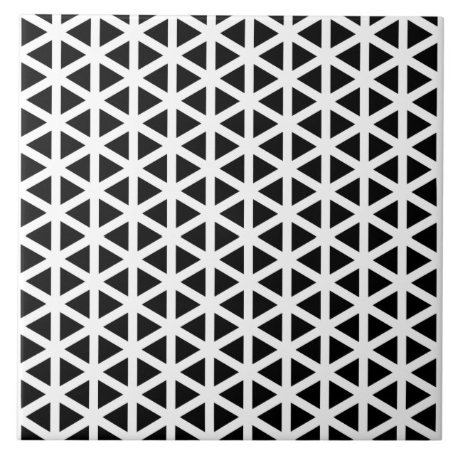 Black and White Chevron Pattern  Ceramic Tile (Front)