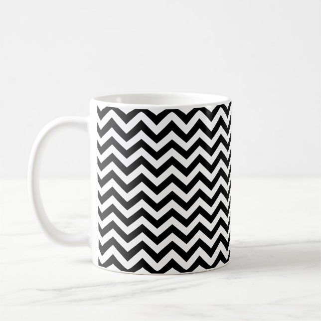 Black And White Chevron Pattern Coffee Mug (Left)