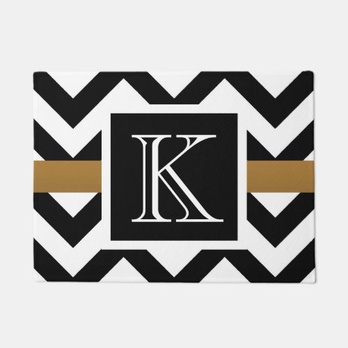 Black and White Chevron Pattern Doormat