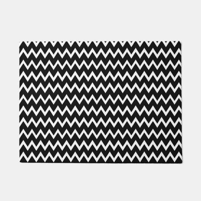  Black And White Chevron Pattern  Doormat (Front)
