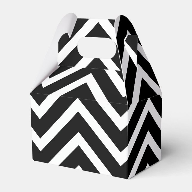 Black And White Chevron Pattern Favor Boxes (Front Side)