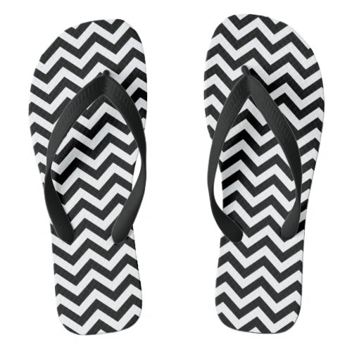 Black And White Chevron Pattern Flip Flops