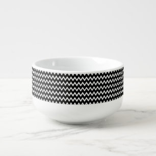 Black And White Chevron Pattern Ice Cream Cereal & Soup Mug