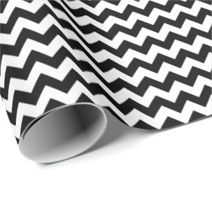 Black and White Chevron Pattern Modern Trendy Wrapping Paper
