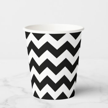 Black And White Chevron Pattern Paper Cup by trendyteeshirts at Zazzle