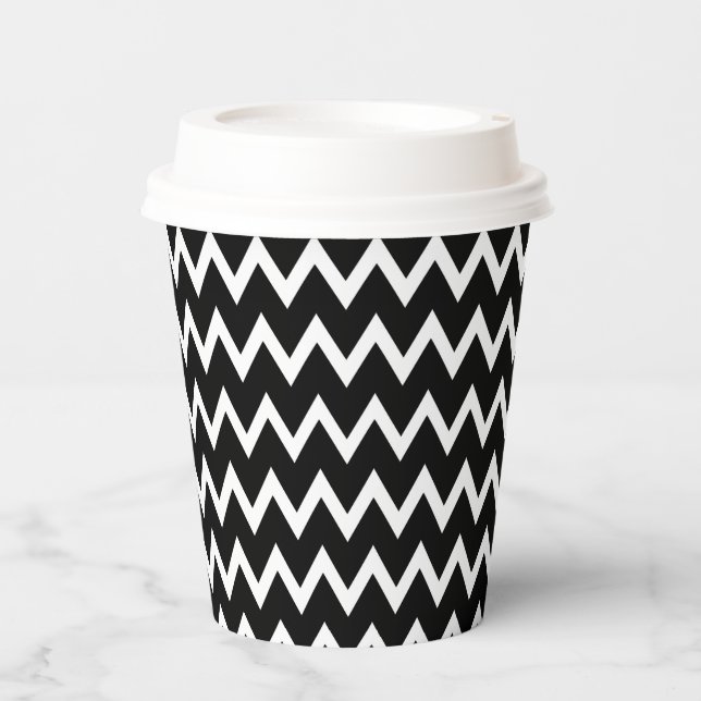  Black And White Chevron Pattern  Paper Cups (Front)