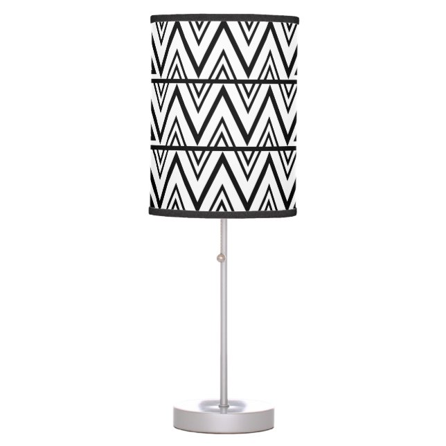 Black and White Chevron Pattern Table Lamp (Front)