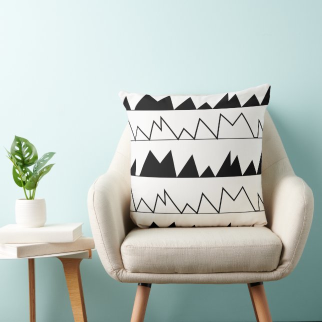 Black and White Chevron Pattern Throw Pillow (Chair)