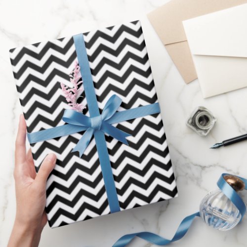 Black And White Chevron Pattern Wrapping Paper