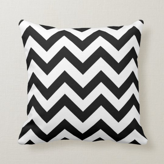 Black And White Chevron Pillow Zazzle Black And White Chevron Pillow