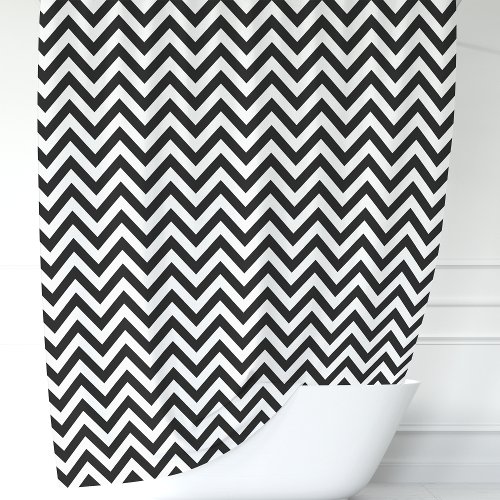 Black And White Chevron Shower Curtain