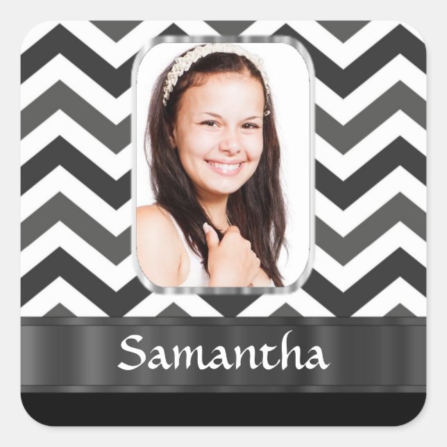 Black and white chevron square sticker (Front)