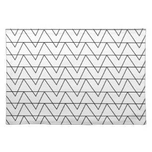 Black and White Chevron Stripe Cloth Placemat