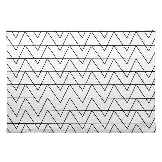 Black and White Chevron Stripe Cloth Placemat (Front)