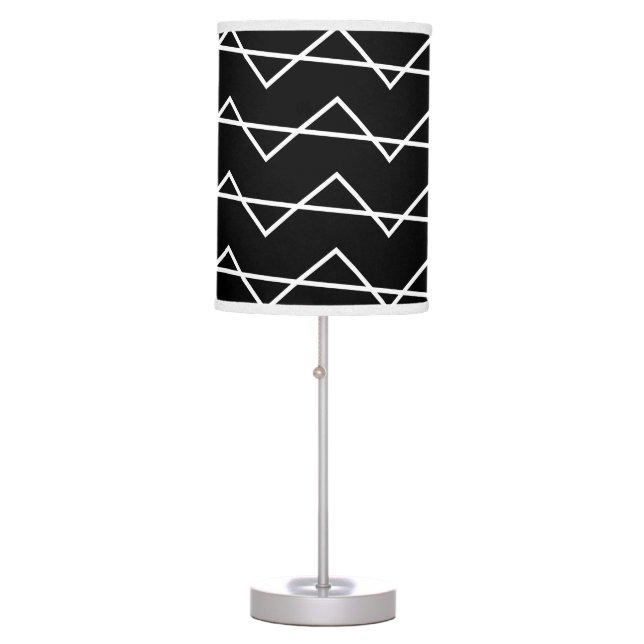 Black and White Chevron Stripe Modern Pattern Table Lamp (Front)