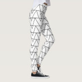 BLACK AND WHITE CHEVRON PATTERN - THICK LINED ZIG ZAG Leggings by