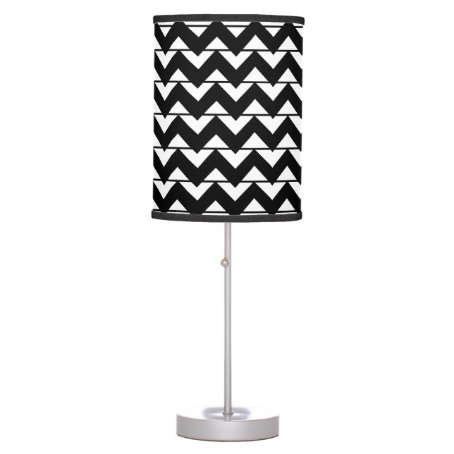 Black and White Chevron Stripe  Table Lamp (Front)
