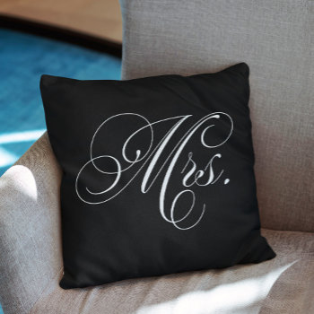 Black And White Chevron Stripes Mrs Throw Pillow by heartlocked at Zazzle