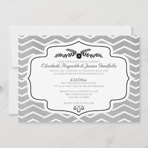 Black And White Chevron Wedding Invitations
