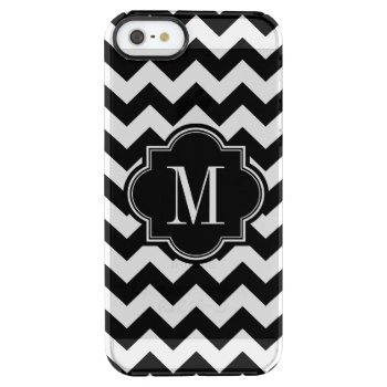 Black And White Chevron With Black Monogram Clear Iphone Se/5/5s Case by PastelCrown at Zazzle