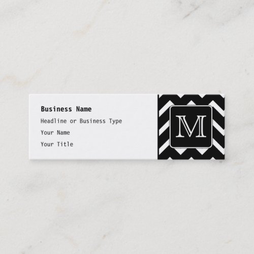 Black and White Chevron with Custom Monogram. Business Card Template