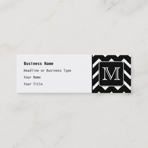 Customizable Black and White Chevron with Custom Monogram. Business Card Template