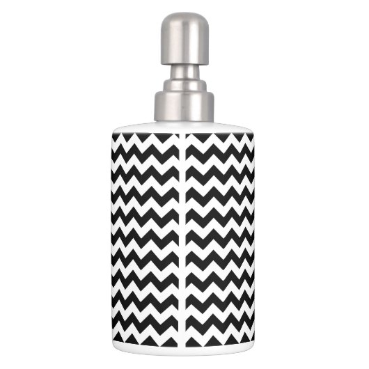 Black and White Chevron with Hot Pink Monogram Bathroom Set (Back)