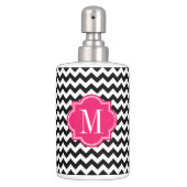 Black and White Chevron with Hot Pink Monogram Bathroom Set (Front)