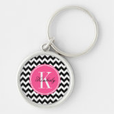for her . personalized pink monogram keychain