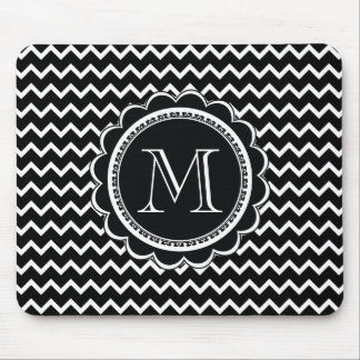 Black and White Chevron Zig Zag Retro Elegance Mouse Pad