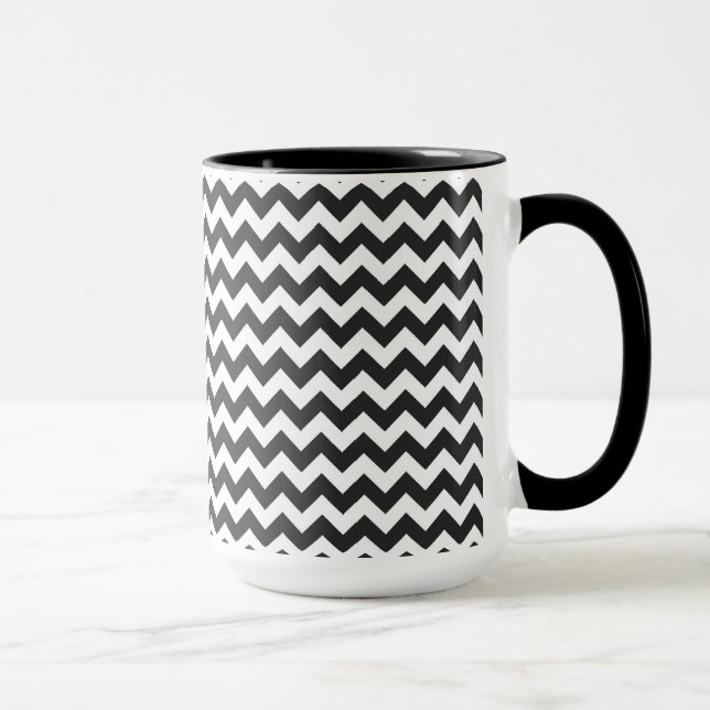 Black and White Chevron Zigzag Pattern Mug (Right)