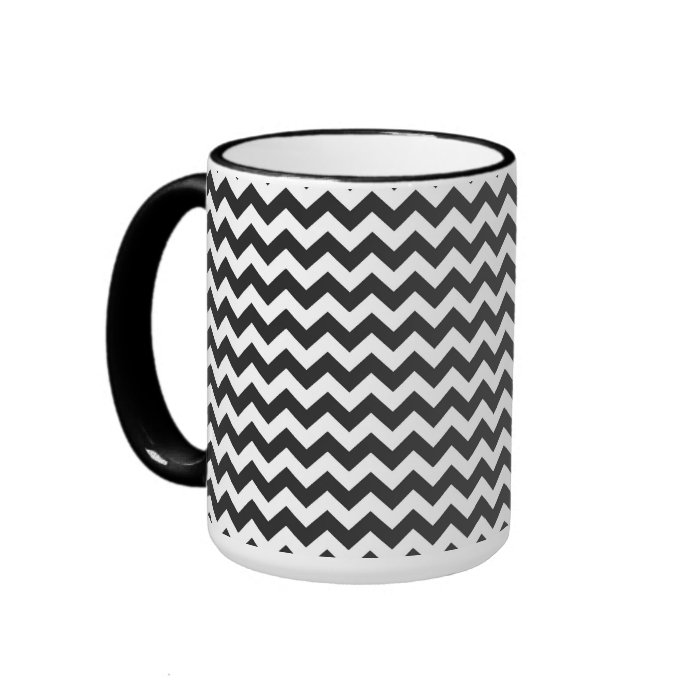 Black and White Chevron Zigzag Pattern Mug