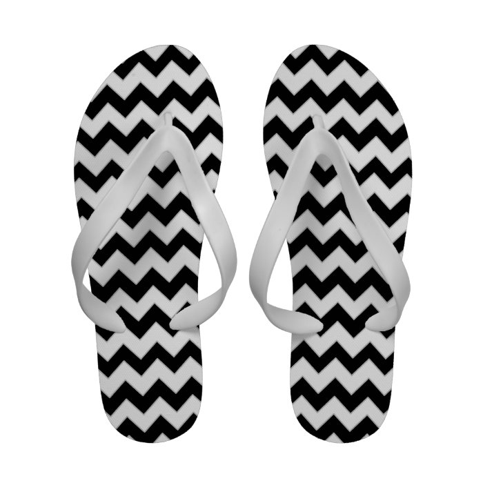 Black and White Chevron Zigzag Pattern Sandals
