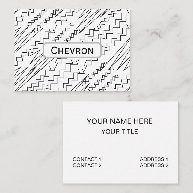 Black and White Chevron Zigzag Stripes Business Card (Front/Back)