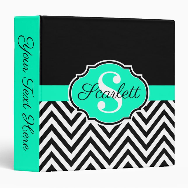 Black and White Chevrons 3 Ring Binder (Front/Spine)